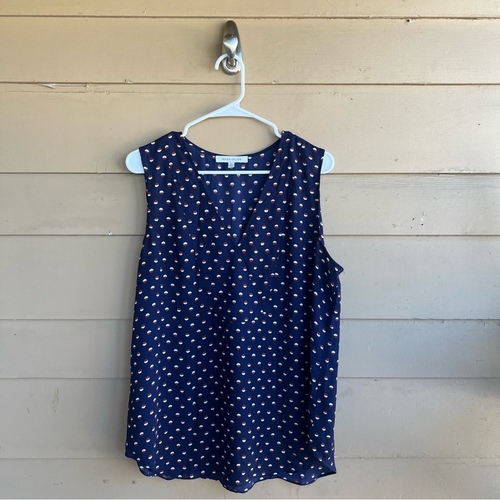 Rose + Olive Polka Dot Casual Tank Top - Size XL Modest